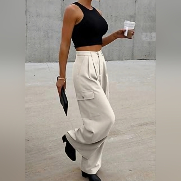 DOKOTOO Pants - Dokotoo Womens High Waisted Wide Leg Cargo Pants #476